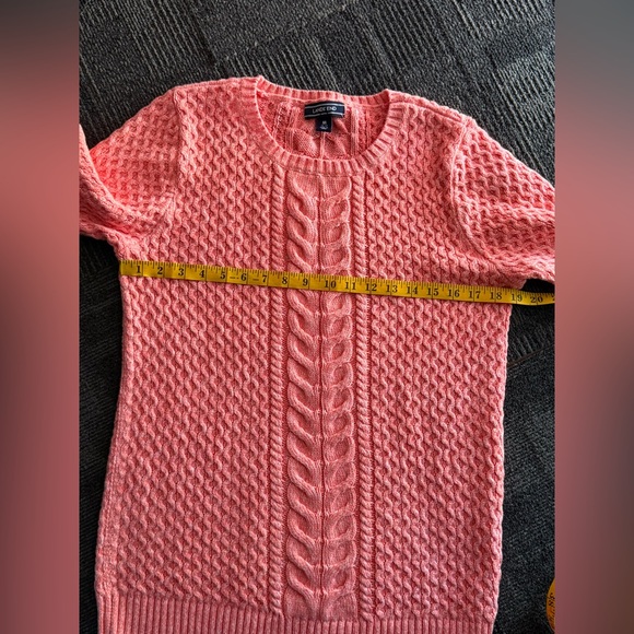 LANDS’ END WOMENS Sweater Drifter Cable Knit Coral 100% Cotton SIZE M. NWOT - Picture 8 of 9